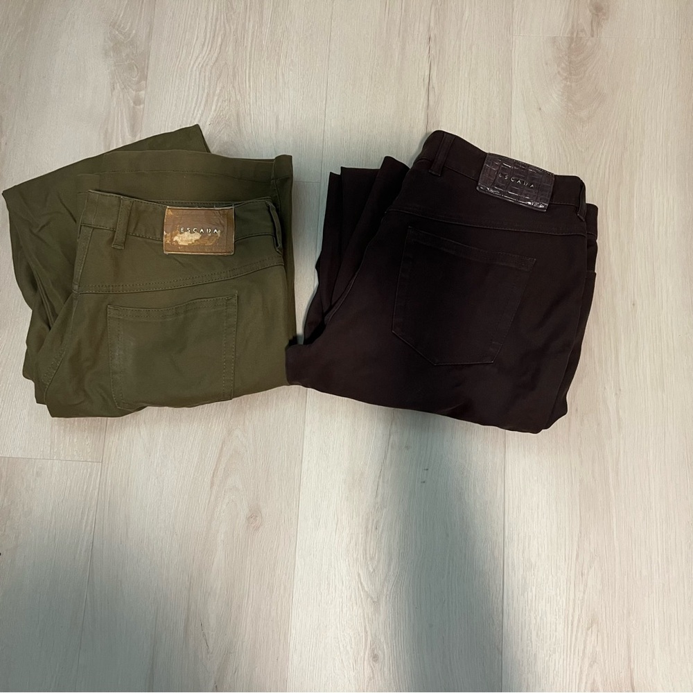 BUNDLE Vintage Escada Olive Green and Brown Dress Pants